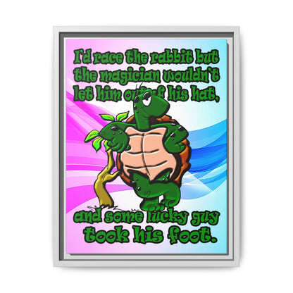 turtle race - framed canvas art (light blue-pink wave)