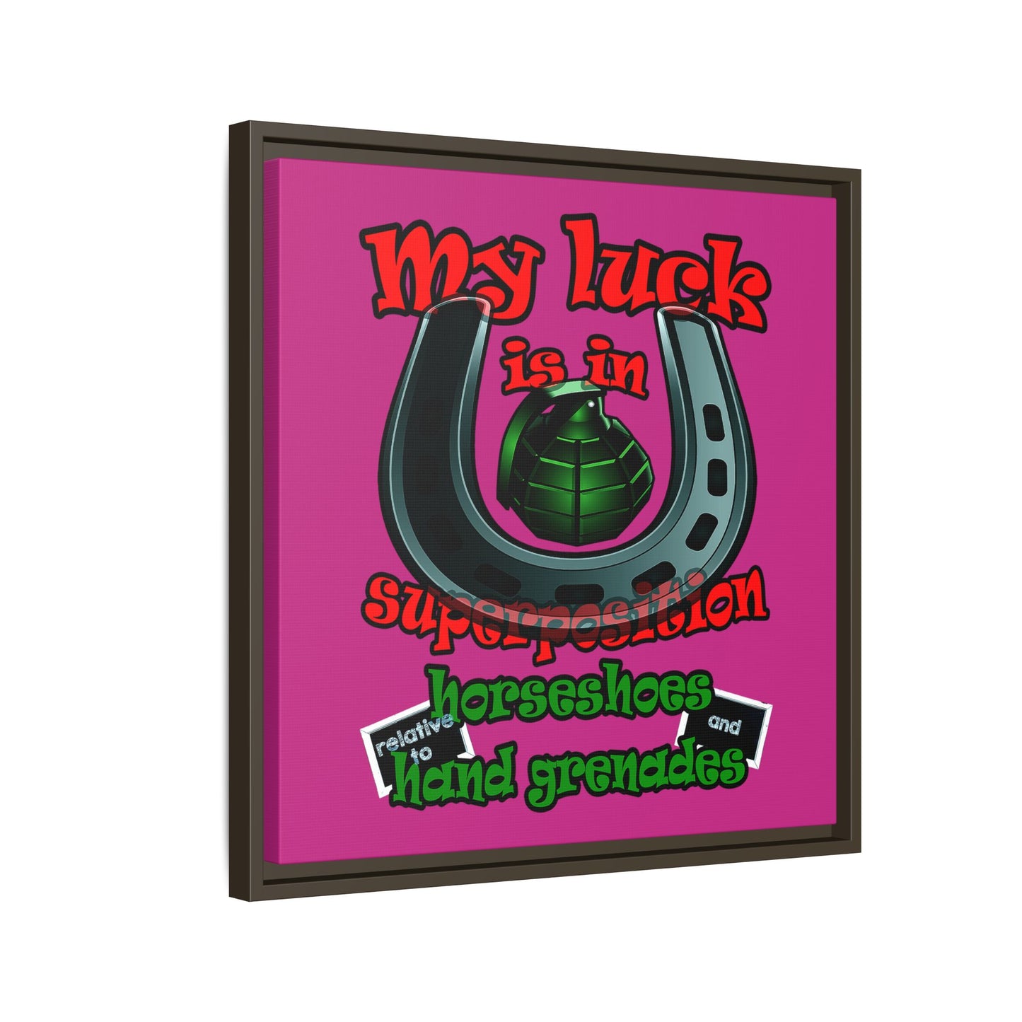 my luck - framed canvas art (pink)