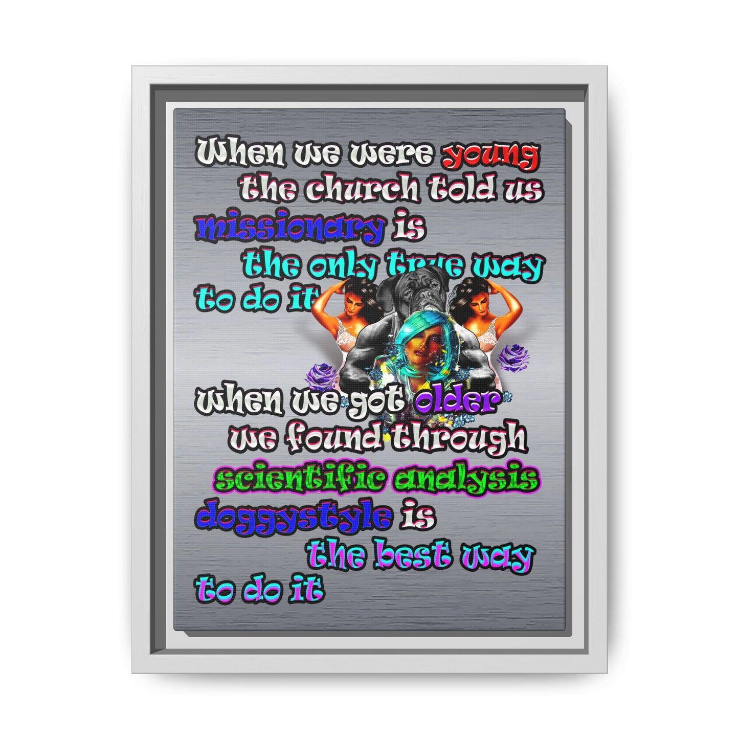 doggystyle - framed canvas art (brushed nickel)