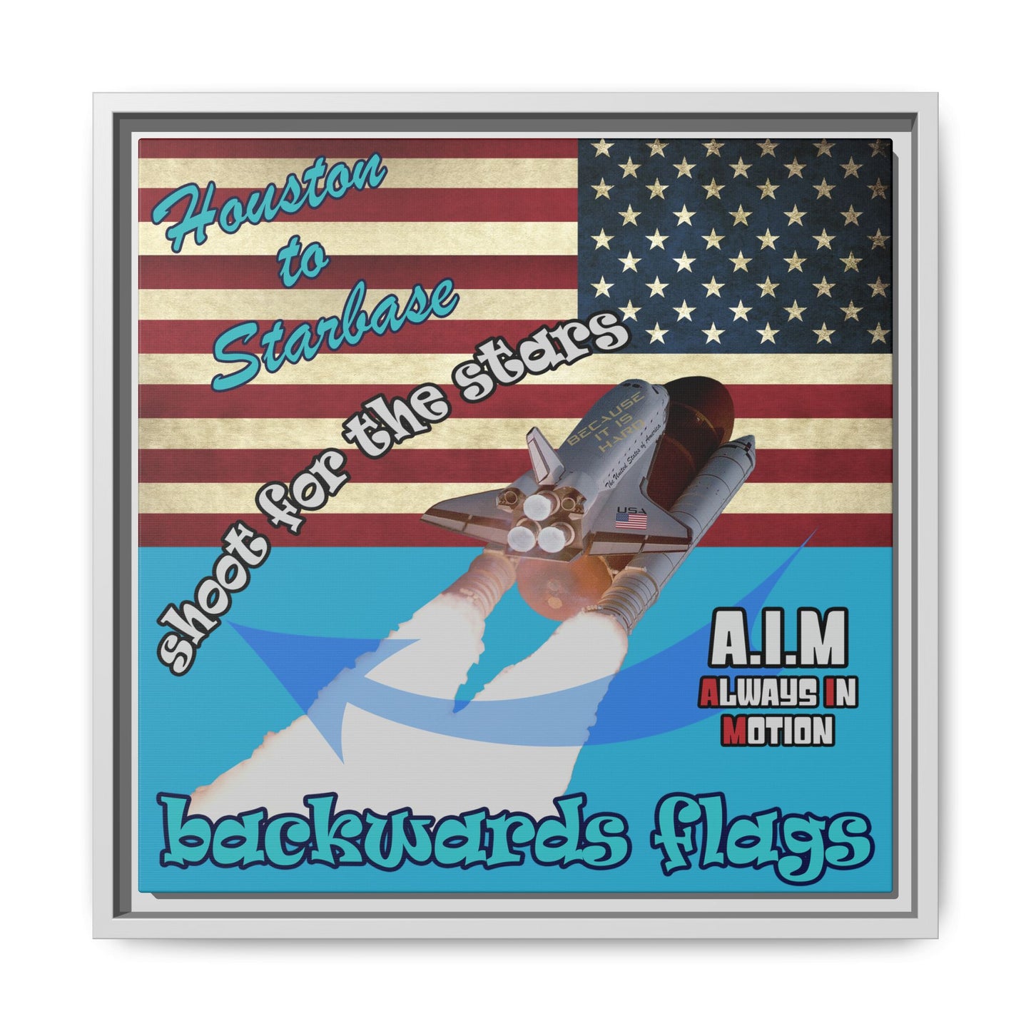 shoot for the stars - framed canvas art (turquoise)
