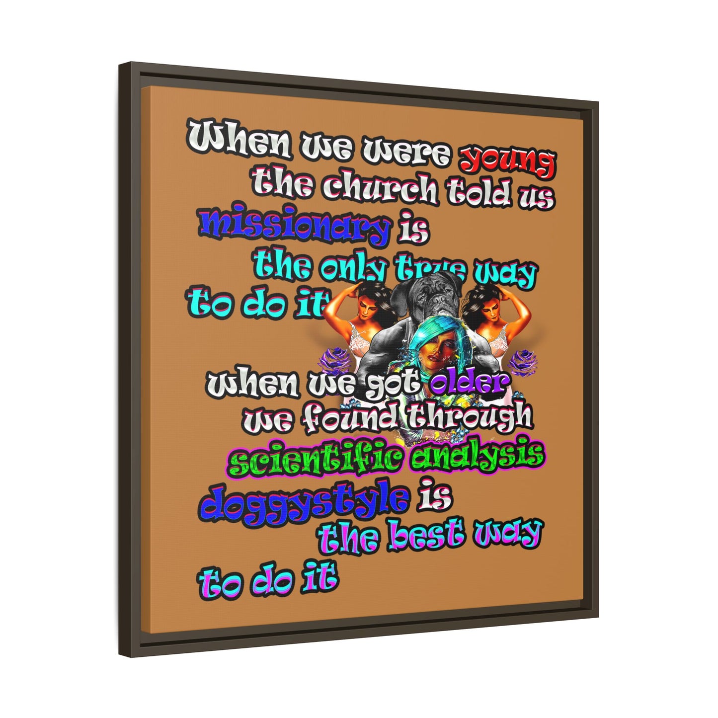 doggystyle - framed canvas art (light brown)