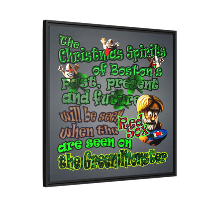 christmas spirits of boston - framed canvas art (grey-light grey)