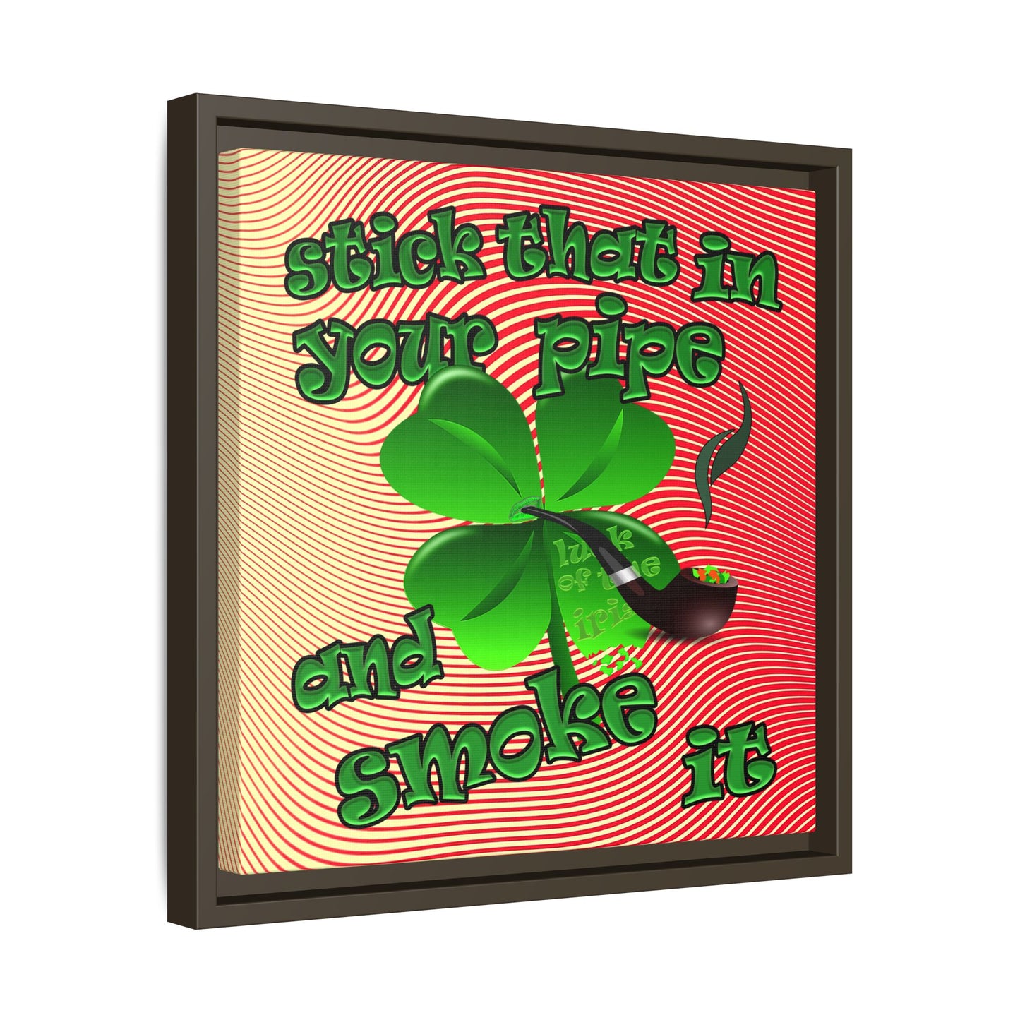 stick that in your pipe and smoke it - framed canvas art (yellow-orange wave)
