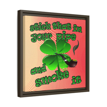 stick that in your pipe and smoke it - framed canvas art (yellow-orange wave)