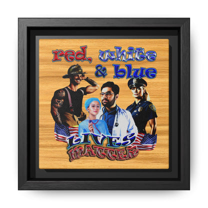 rw&b lives matter - framed canvas art (butterscotch wood finish)