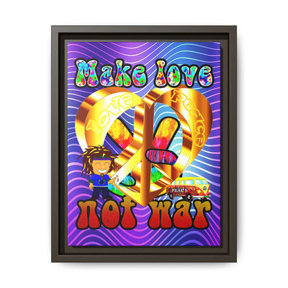 love peace - framed canvas art (purple wave)