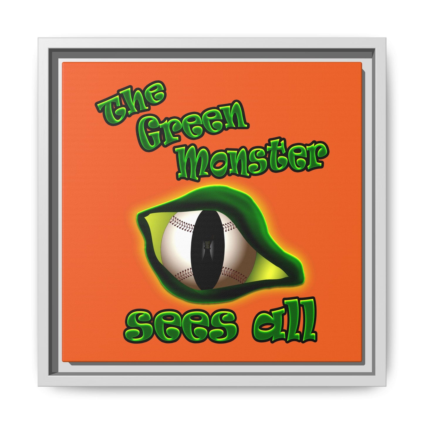 green monster - framed canvas art (orange)