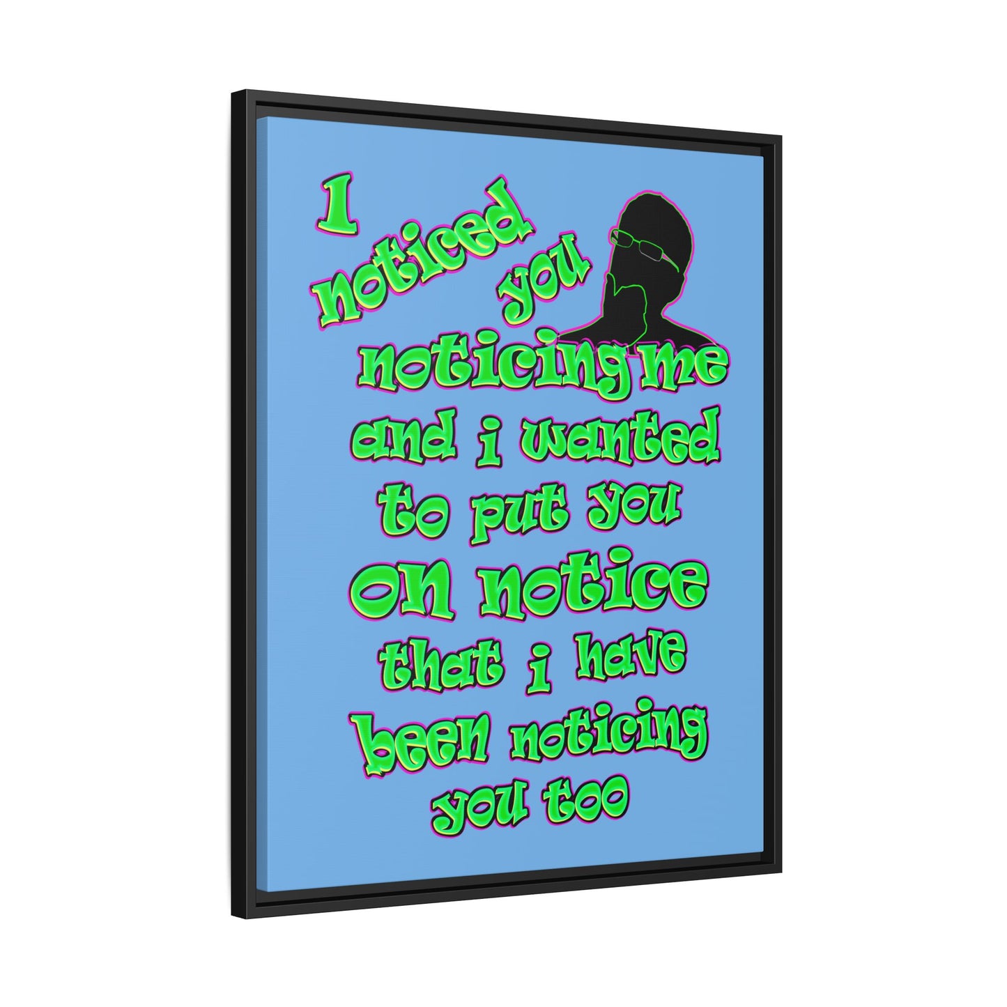 noticed you noticing - framed canvas art (light blue)