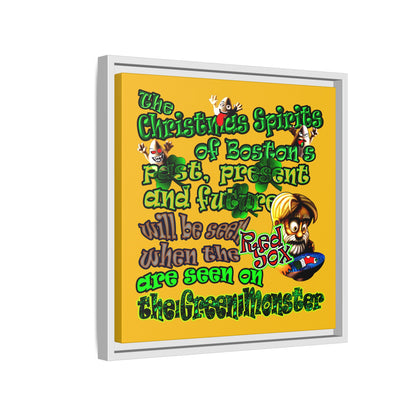 christmas spirits of boston - framed canvas art (yellow)
