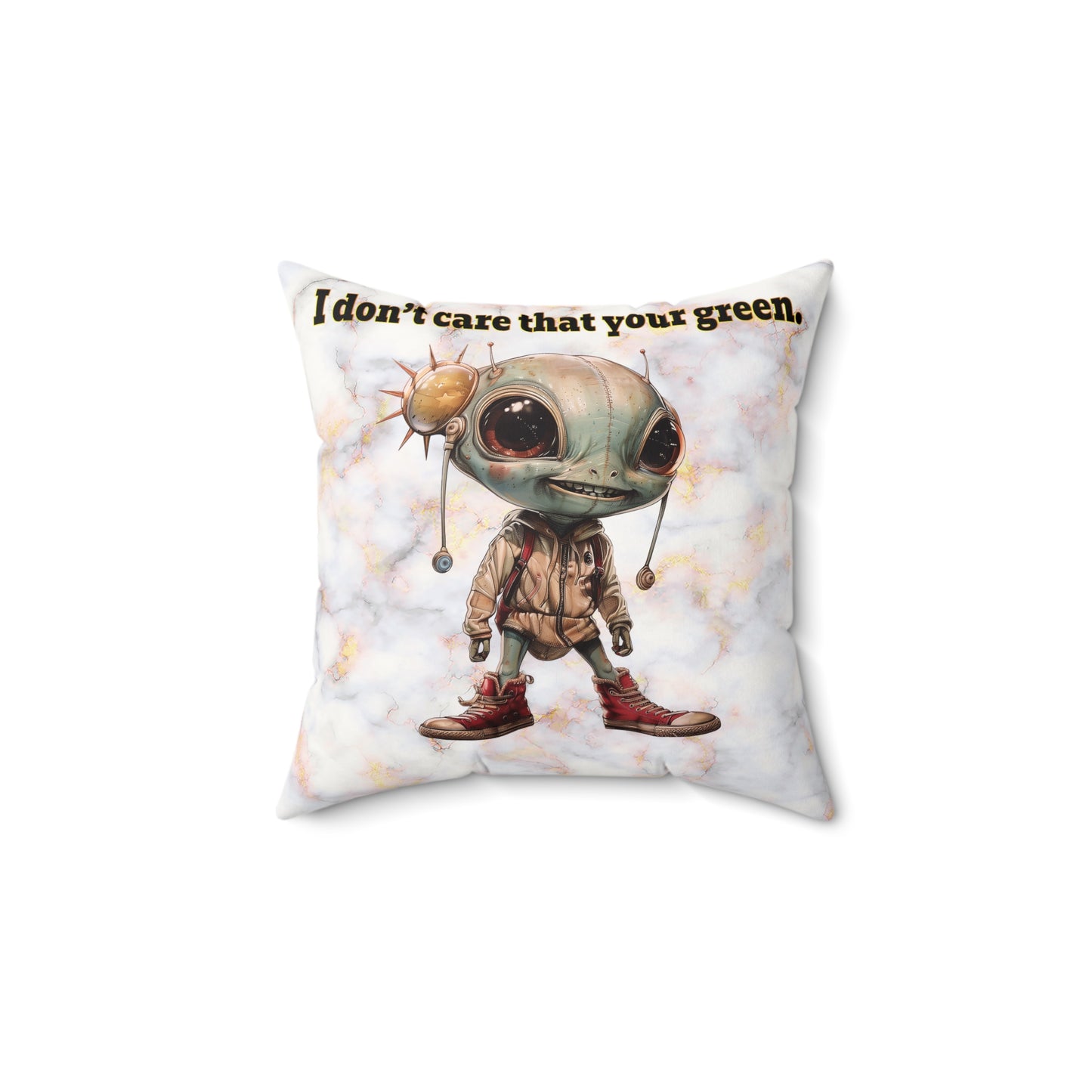 I don't care that your grey - Faux Suede Square Pillow - (white marble)