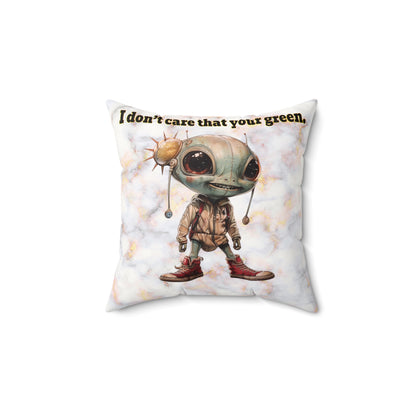 I don't care that your grey - Faux Suede Square Pillow - (white marble)