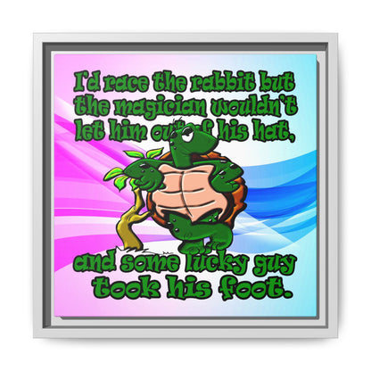 turtle race - framed canvas art (light blue-pink wave)