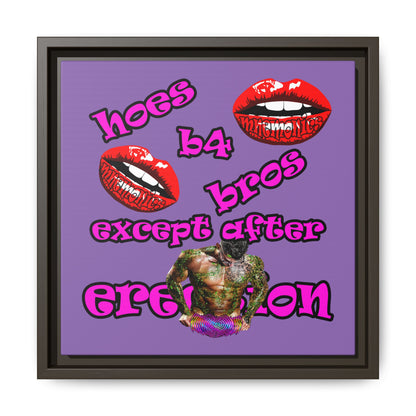 hoes b4 bros - framed canvas art (light purple)
