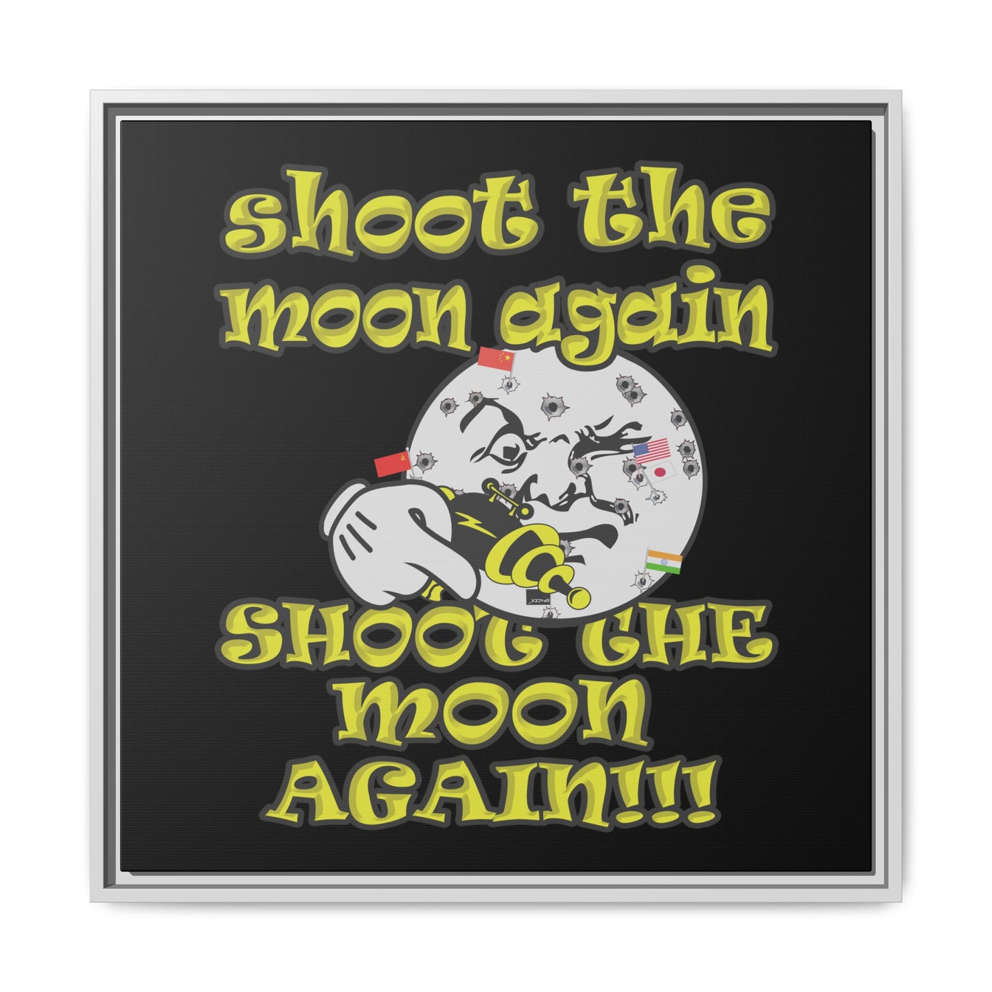shoot the moon again - framed canvas art (black)