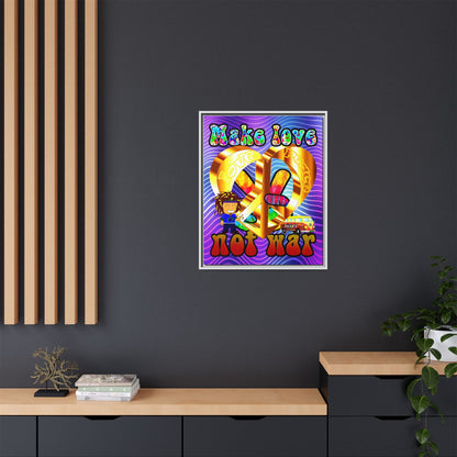 love peace - framed canvas art (purple wave)