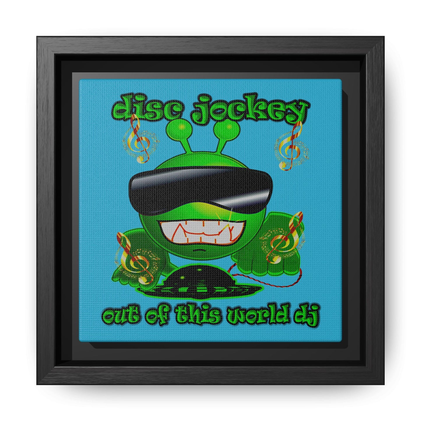 disc jockey - framed canvas art (turquoise)