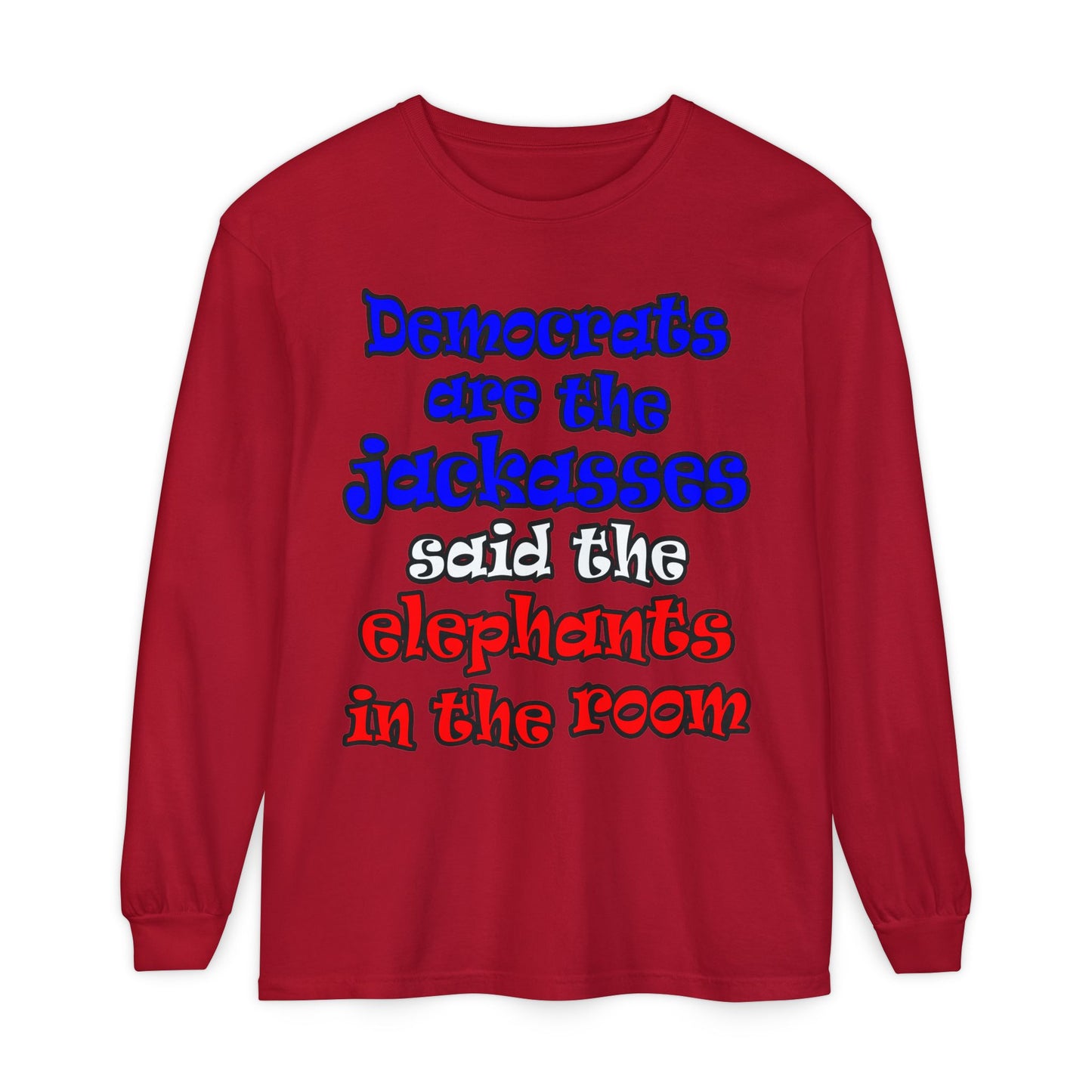 donkeys and elephants - Unisex Garment-dyed Long Sleeve T-Shirt