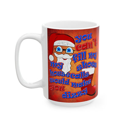 santa's shoes - White Mug (burnt orange)