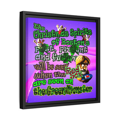 christmas spirits of boston - framed canvas art (purple-pink wave)