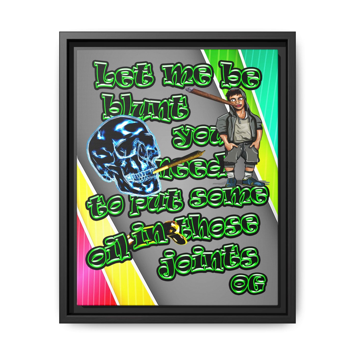 og - framed canvas art (rainbow split)