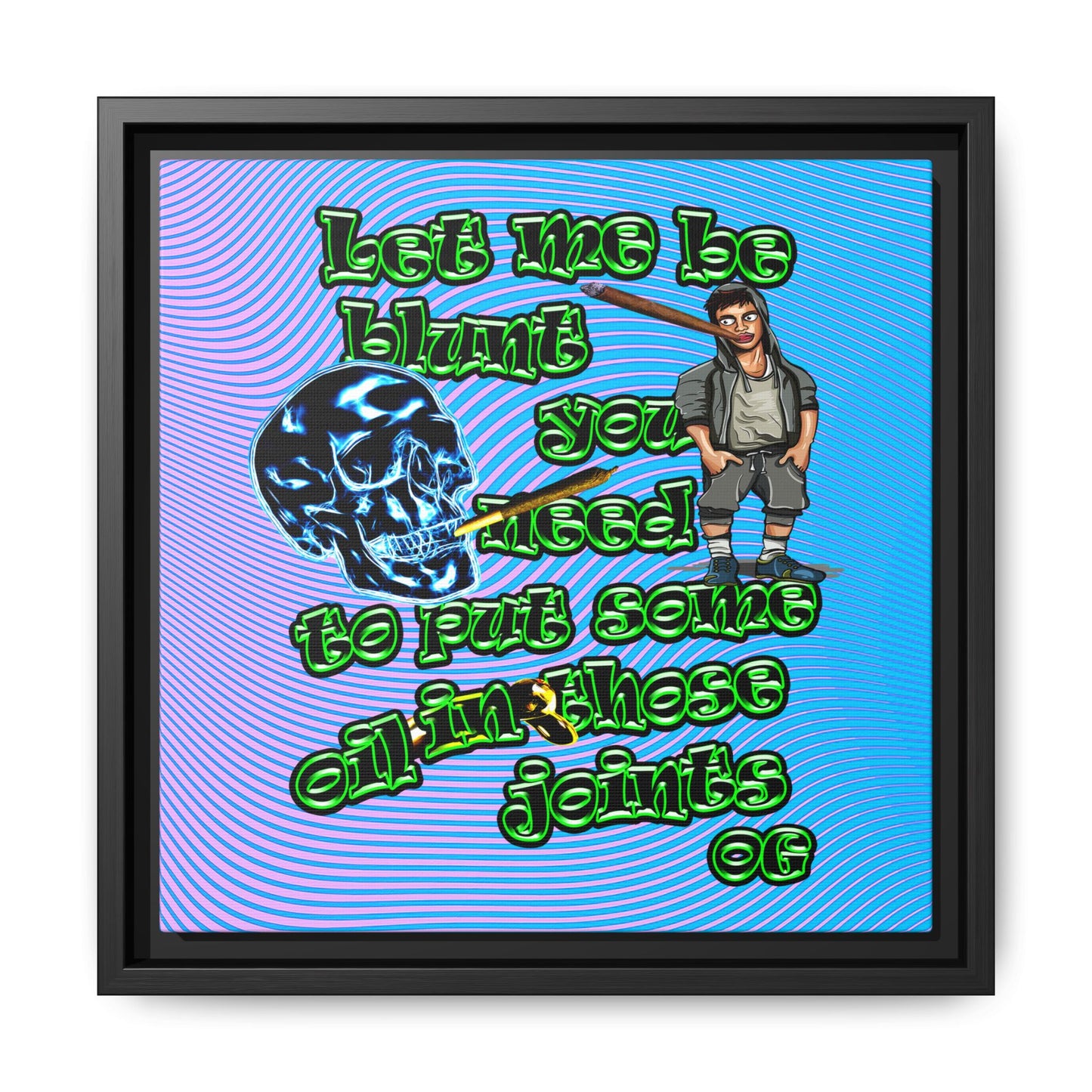 og - framed canvas art (light blue-purple wave)