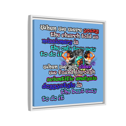 doggystyle - framed canvas art (light blue)