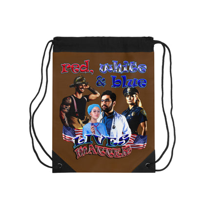 rw&b lives matter - Drawstring Bag (brown)