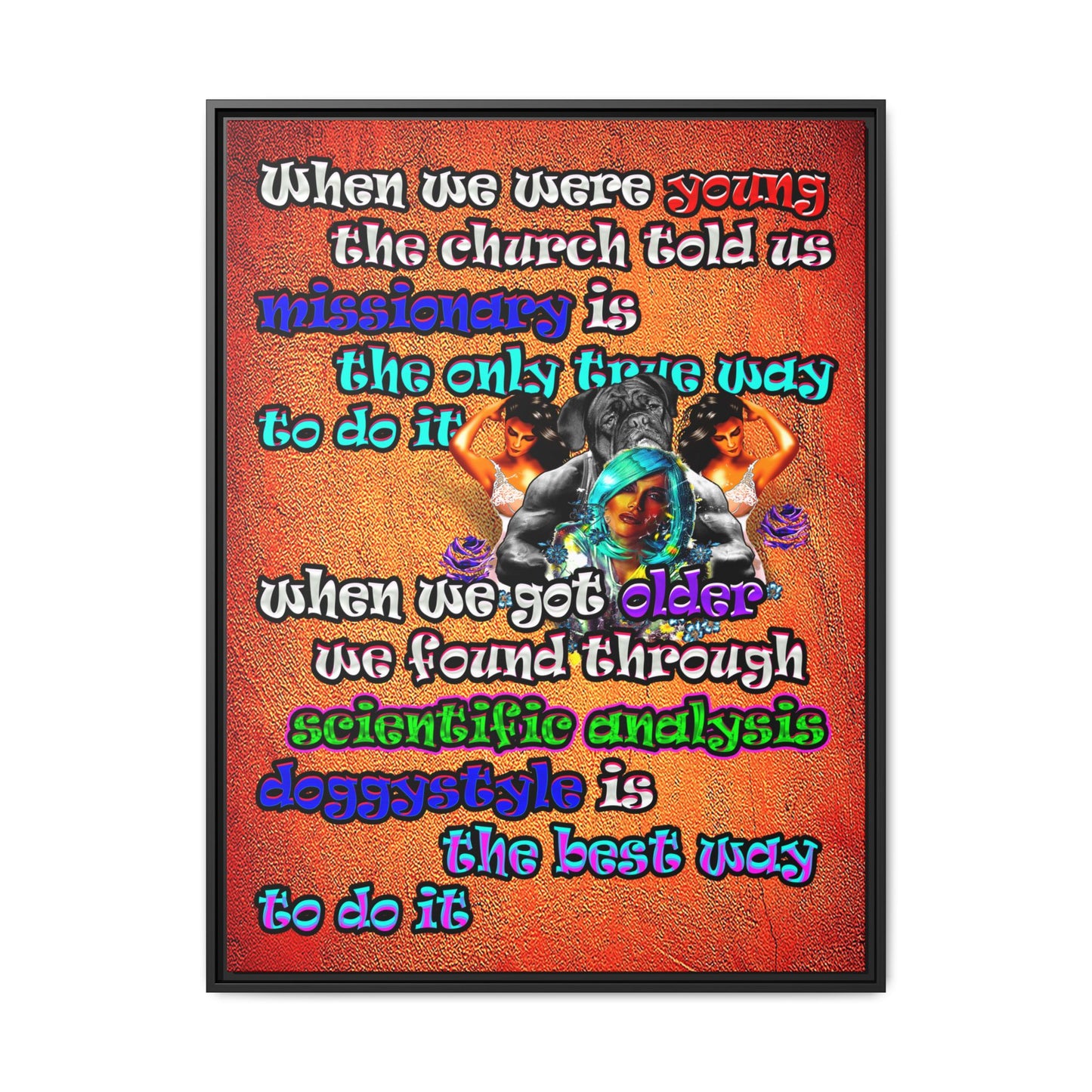 doggystyle - framed canvas art (burnt orange)