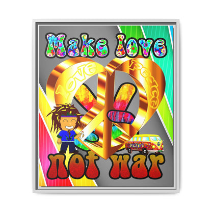 love peace - framed canvas art (rainbow split)