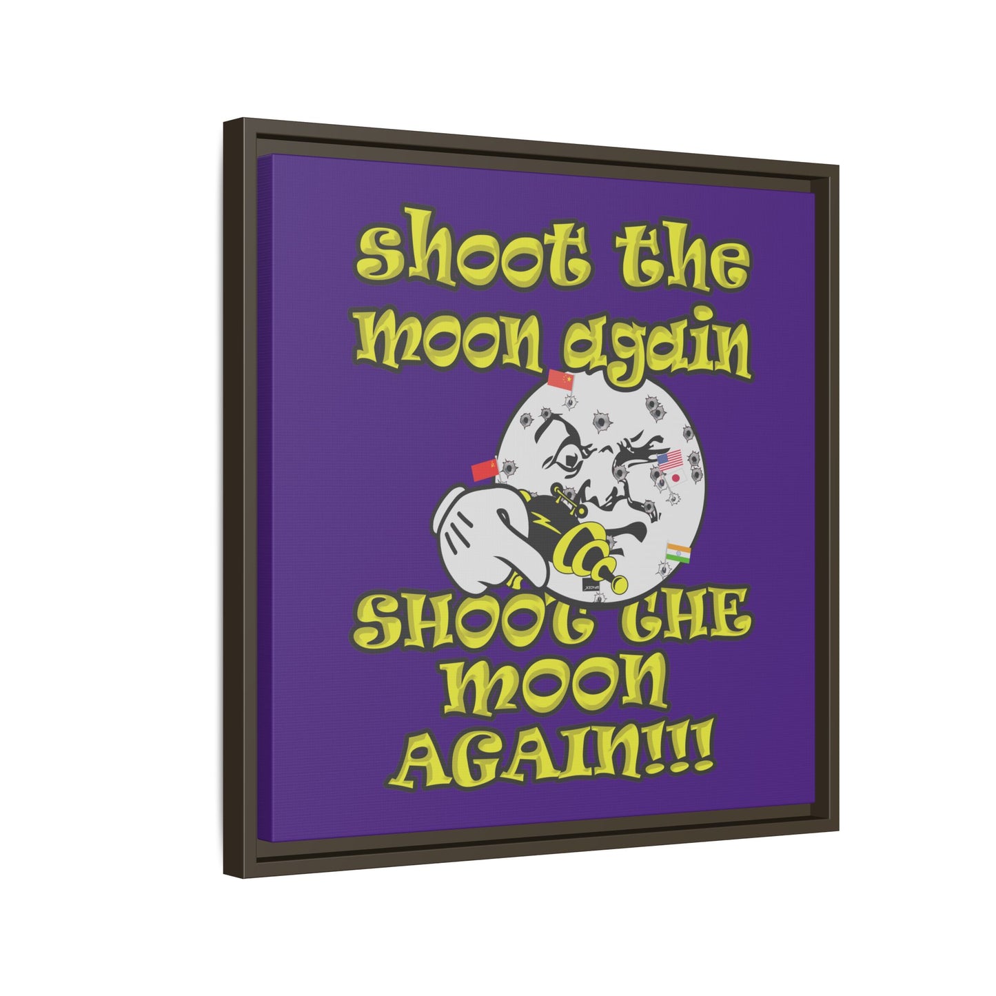 shoot the moon again - framed canvas art (purple)