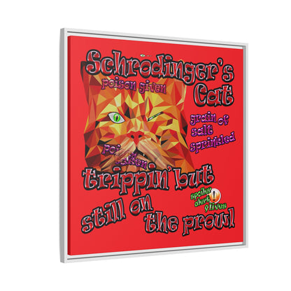 schrodinger's cat - framed canvas art (red)