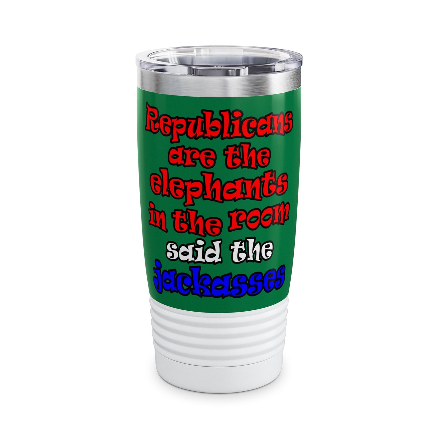 donkeys and elephants - Ringneck Tumbler, 20oz (dark green)