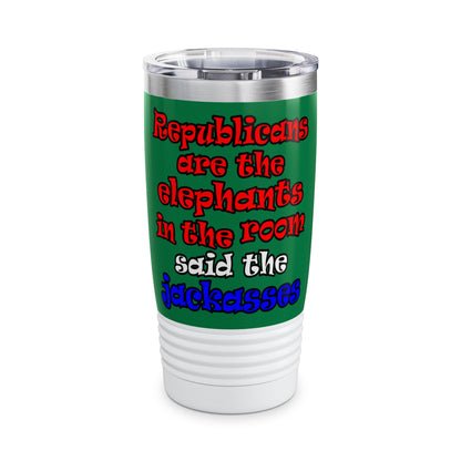 donkeys and elephants - Ringneck Tumbler, 20oz (dark green)