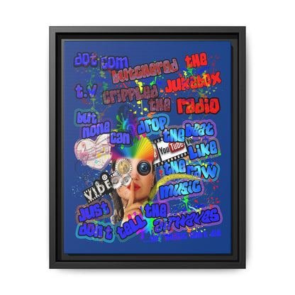 drop the beat - framed canvas art (dark blue)