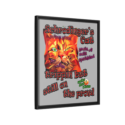schrodinger's cat - framed canvas art (light grey)