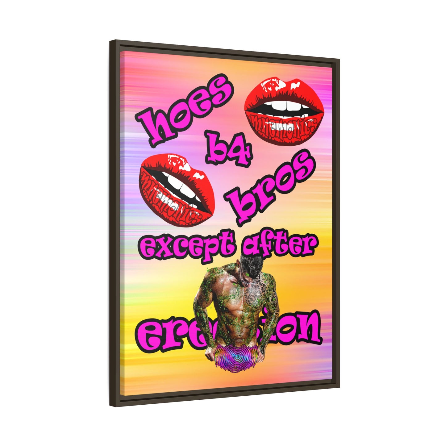 hoes b4 bros - framed canvas art (color blur)