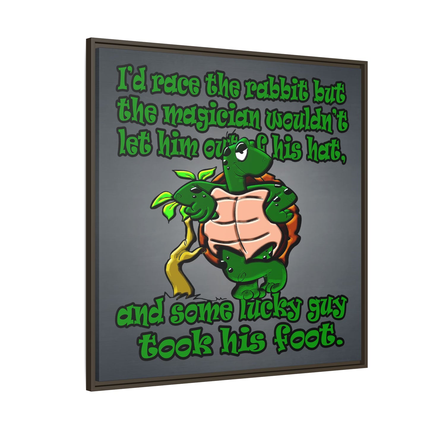 turtle race - framed canvas art (grey-light grey)