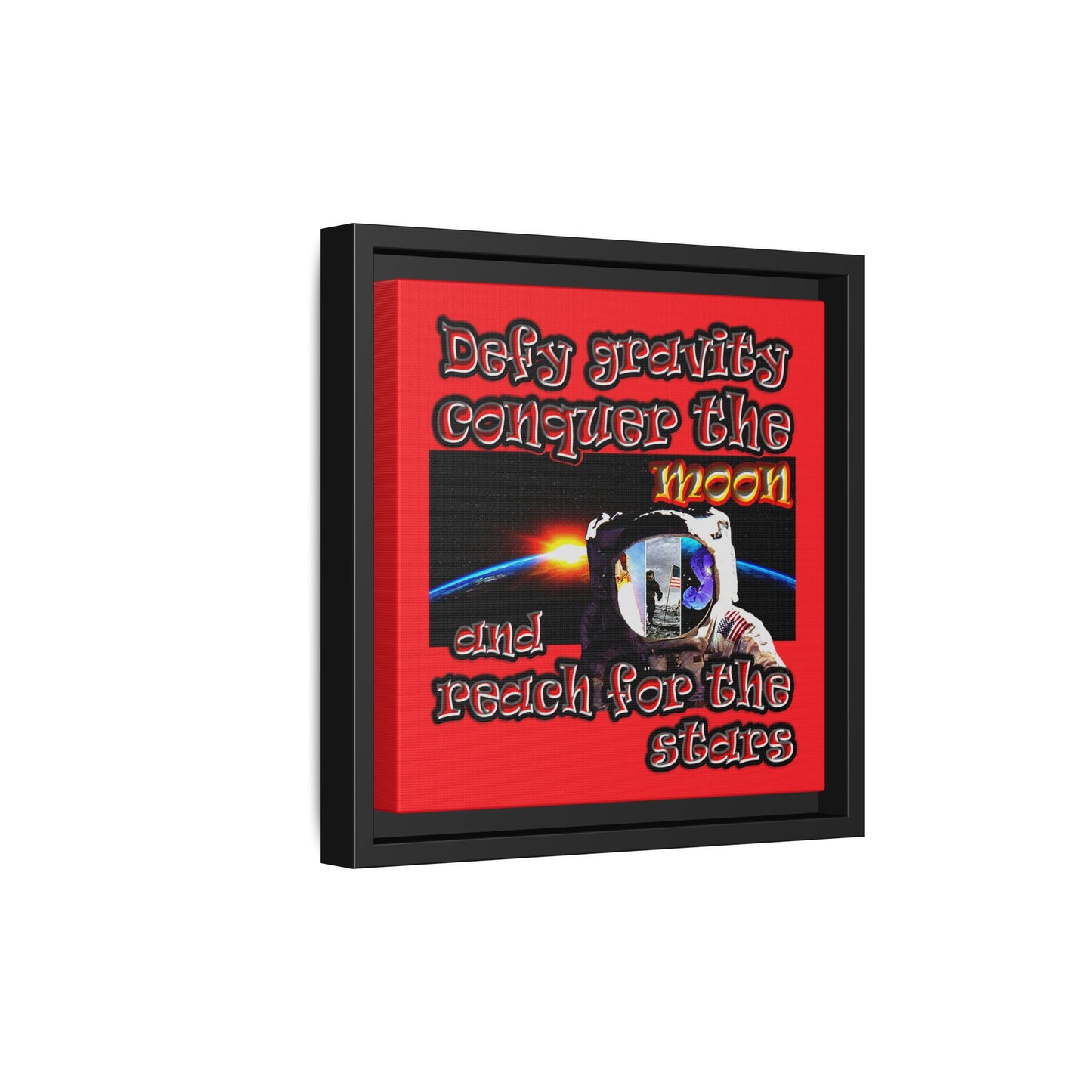 defy conquer reach - framed canvas art (red)