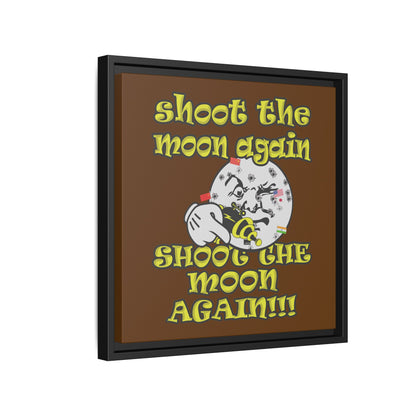 shoot the moon again - framed canvas art (brown)