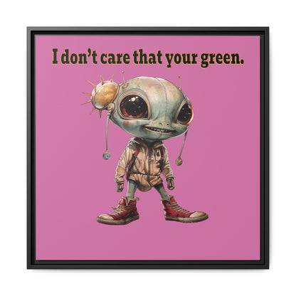 I don't care that your green - framed canvas art (light pink)