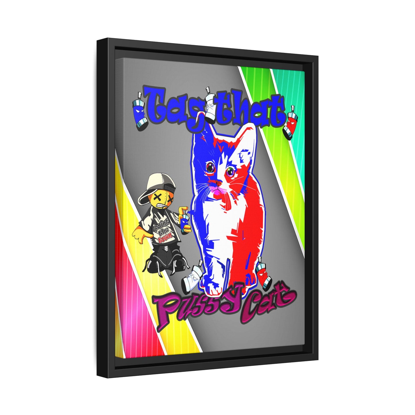 tag that - framed canvas art (rainbow split)