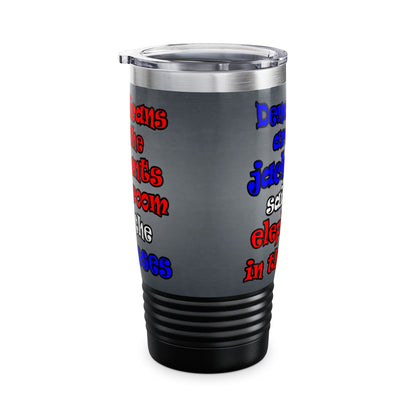 donkeys and elephants - Ringneck Tumbler, 20oz (grey-light grey)