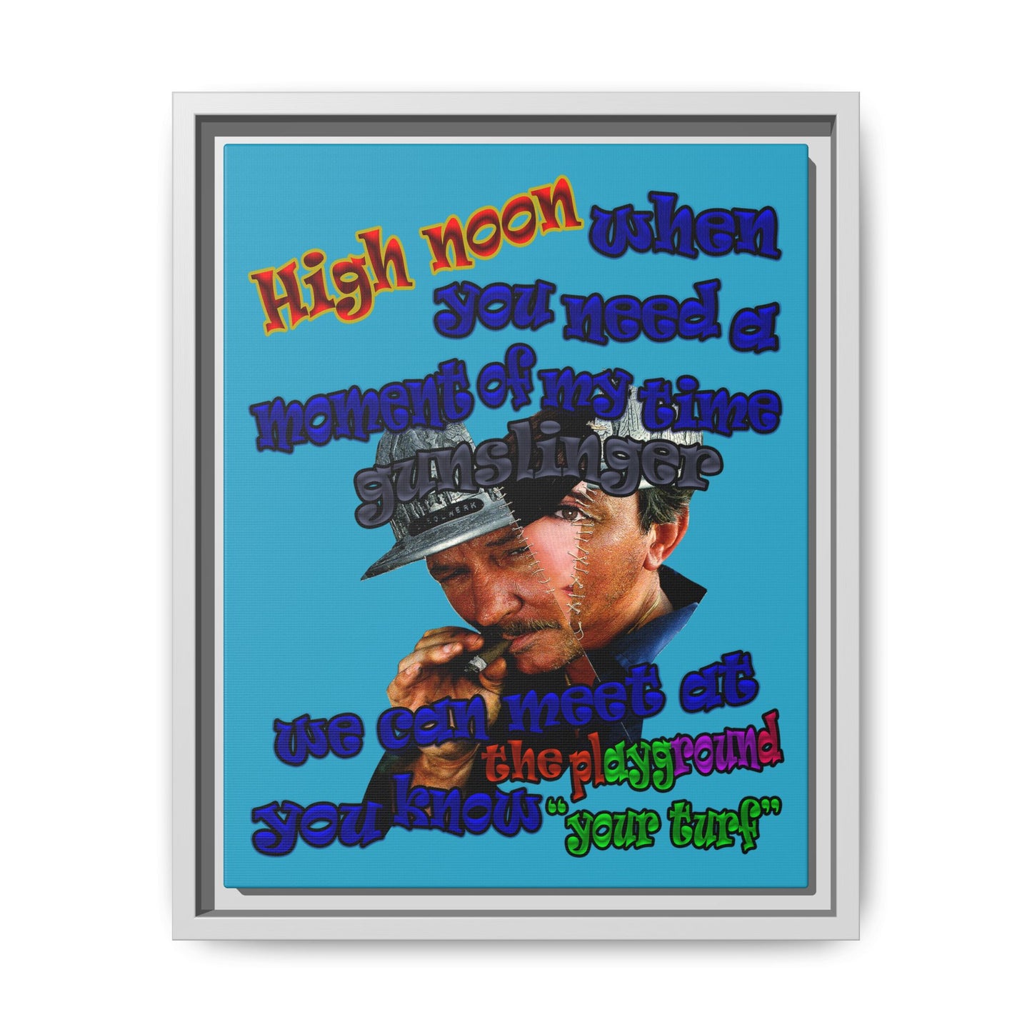 high noon - framed canvas art (turquoise)