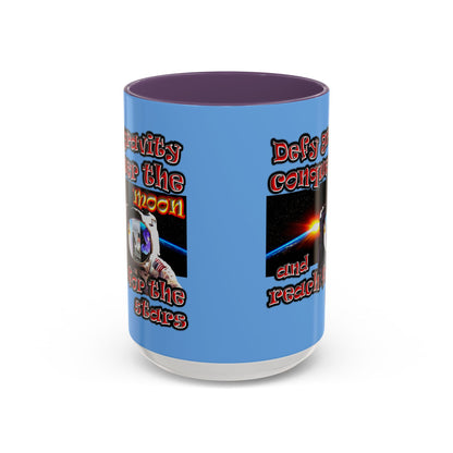 defy conquer reach - Accent Mug (light blue)