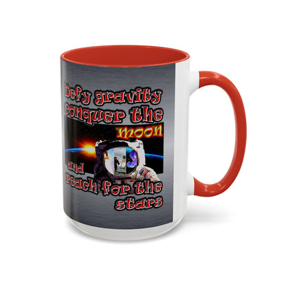 defy conquer reach - Accent Mug (brushed nickel)
