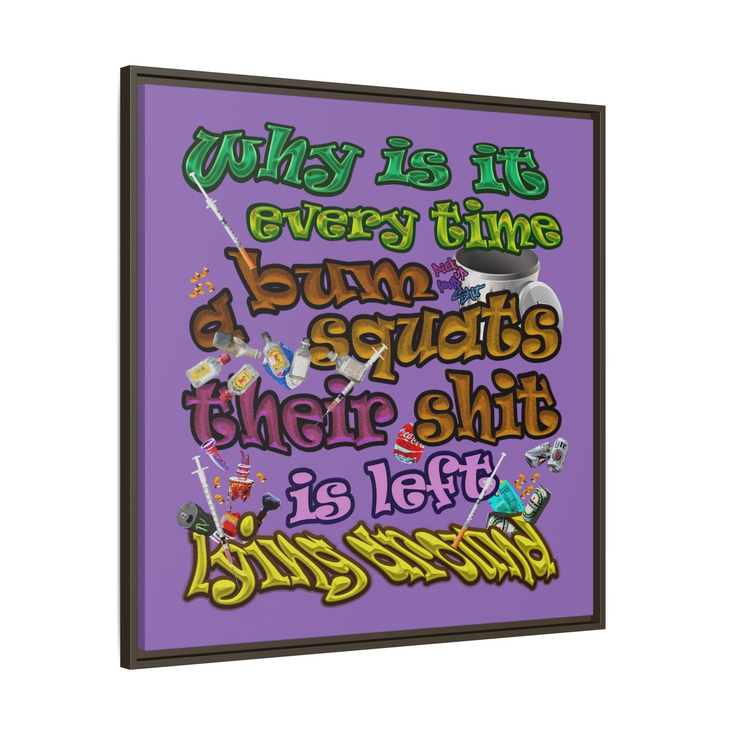 the bum's shit - framed canvas art (light purple)