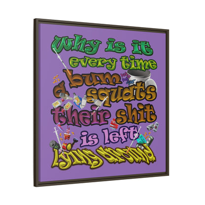 the bum's shit - framed canvas art (light purple)