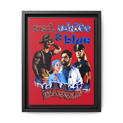 rw&b lives matter - framed canvas art (dark red)