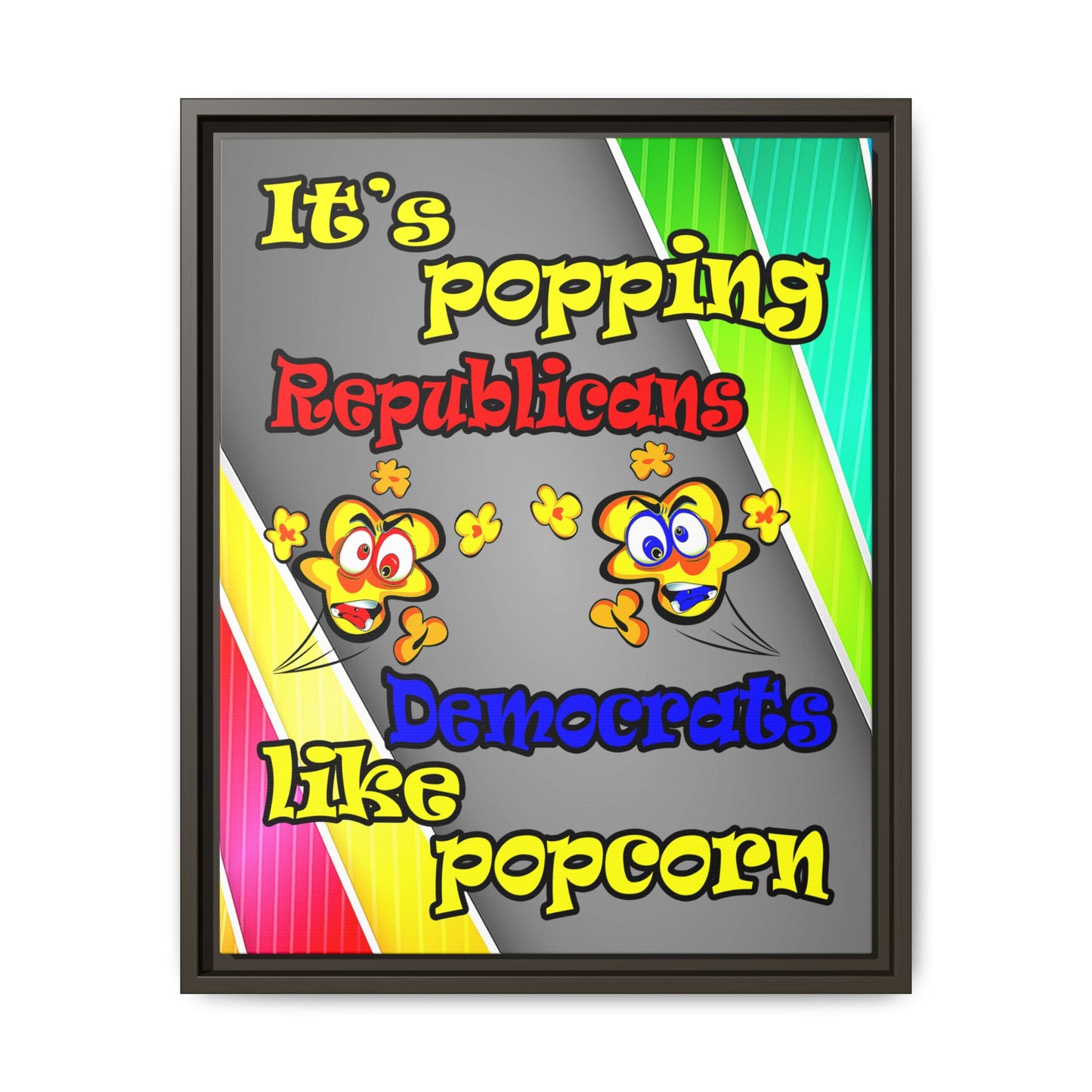 popping like popcorn - framed canvas art (rainbow split)