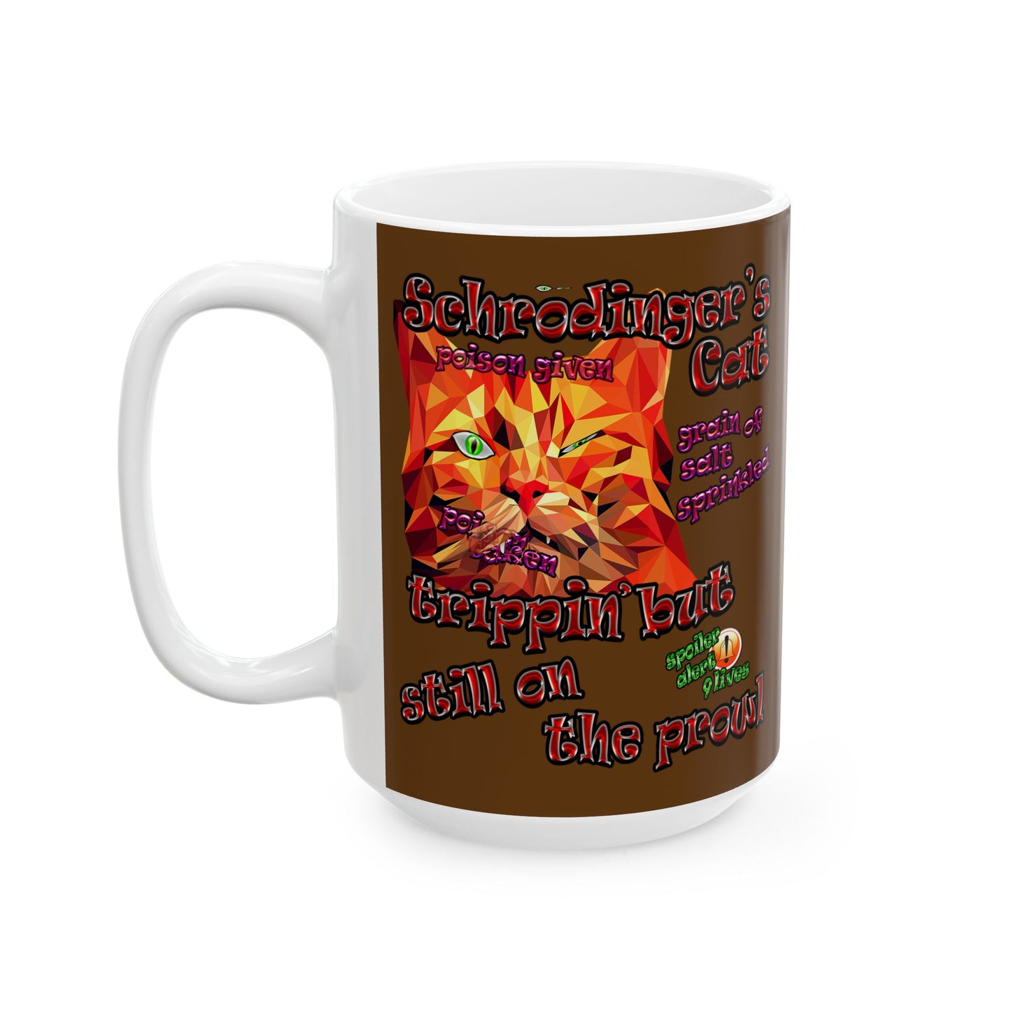 schrodinger's cat - White Mug (brown)